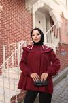 Yaka Nakış Detaylı Gömlek Bordo